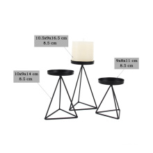 3PCS Durable Table Candelabra Set Triangle Candle Holders Sturdy Metal Candle Stand for Pillar Candlesticks with Geometric Base